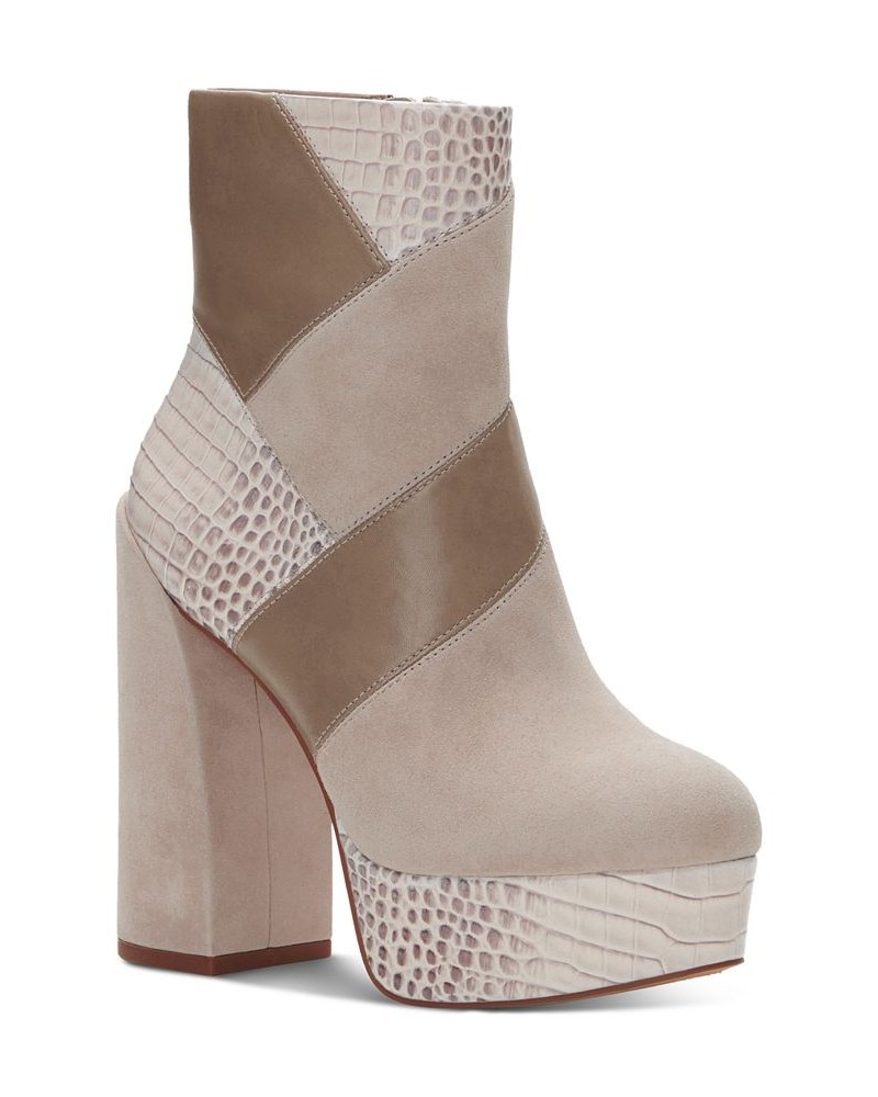 Gilisama Platform Dress Booties Tan/Beige $35.17 Shoes