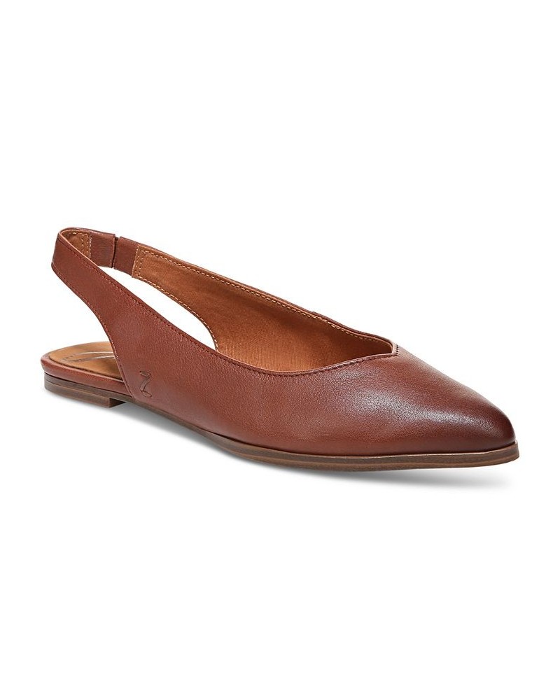 Women's Helene Pointed-Toe Slingback Flats Brown $39.16 Shoes