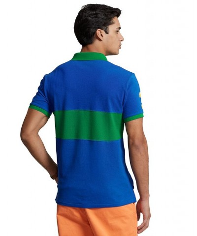 Men's Custom Slim Fit Big Pony Mesh Polo Shirt Blue $74.00 Polo Shirts