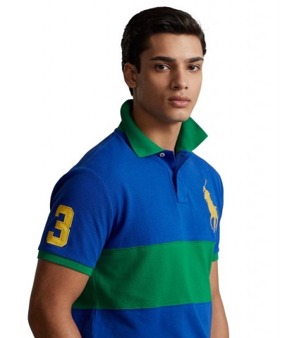 Men's Custom Slim Fit Big Pony Mesh Polo Shirt Blue $74.00 Polo Shirts