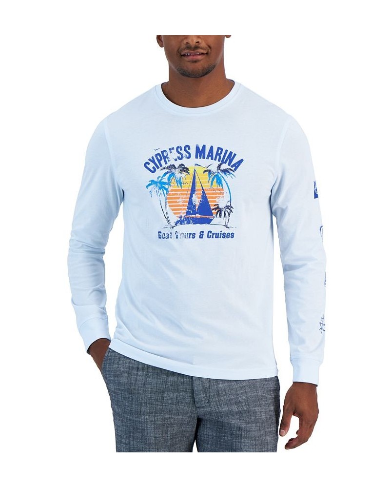 Men's Cypress Marina Classic-Fit Graphic Long-Sleeve T-Shirt Blue $10.34 Shirts