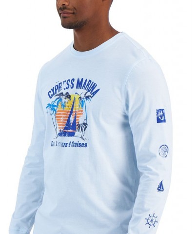 Men's Cypress Marina Classic-Fit Graphic Long-Sleeve T-Shirt Blue $10.34 Shirts