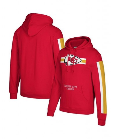 Men's Red Kansas City Chiefs Three Stripe Pullover Hoodie $38.25 Sweatshirt