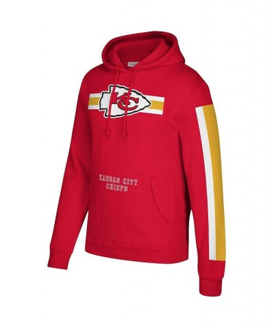 Men's Red Kansas City Chiefs Three Stripe Pullover Hoodie $38.25 Sweatshirt