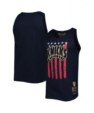 Men's Navy New York Knicks Hardwood Classics Americana Stars and Stripes Tank Top $17.33 T-Shirts