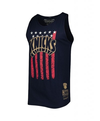 Men's Navy New York Knicks Hardwood Classics Americana Stars and Stripes Tank Top $17.33 T-Shirts