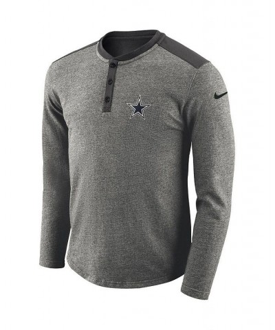 Men's Heather Charcoal Dallas Cowboys Seasonal Henley Long Sleeve T-shirt $39.74 T-Shirts