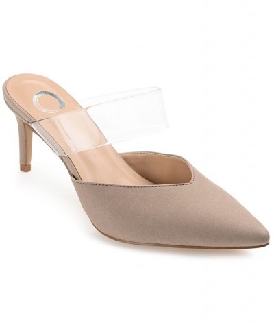 Women's Ollie Lucite Strap Heels Taupe $39.90 Shoes