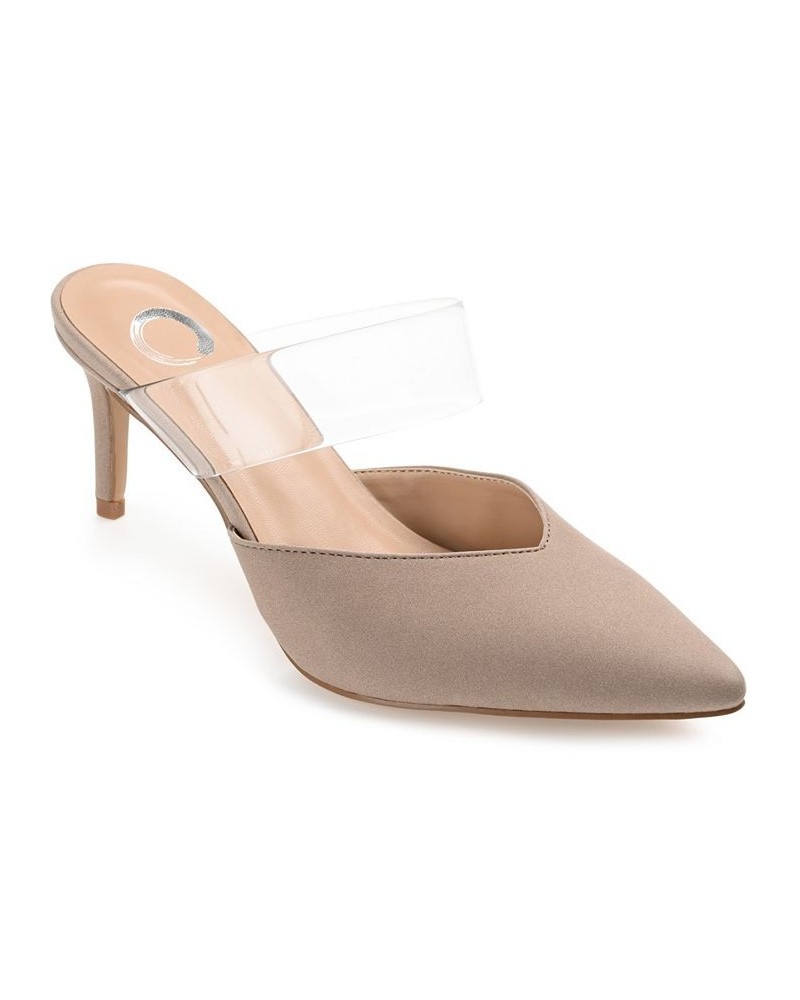 Women's Ollie Lucite Strap Heels Taupe $39.90 Shoes