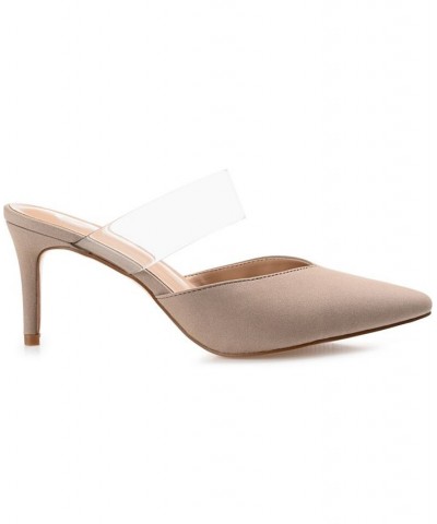 Women's Ollie Lucite Strap Heels Taupe $39.90 Shoes