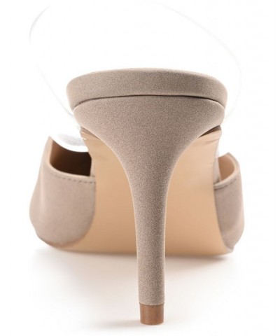 Women's Ollie Lucite Strap Heels Taupe $39.90 Shoes