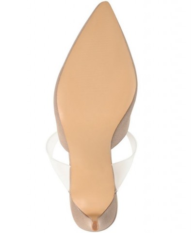 Women's Ollie Lucite Strap Heels Taupe $39.90 Shoes