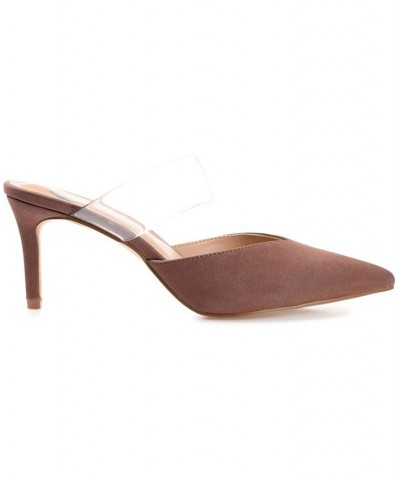 Women's Ollie Lucite Strap Heels Taupe $39.90 Shoes