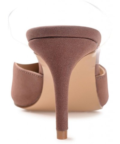 Women's Ollie Lucite Strap Heels Taupe $39.90 Shoes