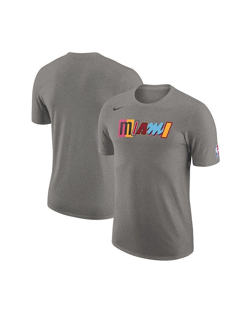 Men's Heather Charcoal Miami Heat 2022/23 City Edition Essential Logo T-shirt $17.28 T-Shirts