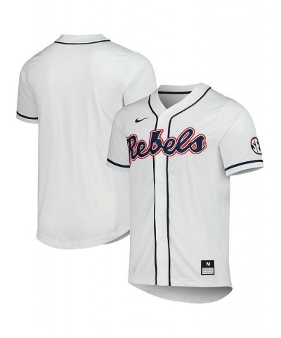 Men's White Ole Miss Rebels Full-Button Replica Baseball Jersey $36.75 Jersey