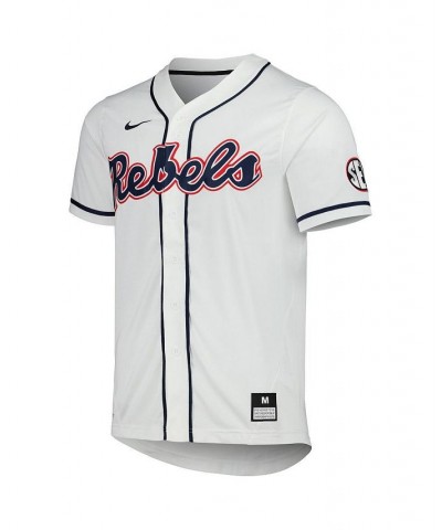 Men's White Ole Miss Rebels Full-Button Replica Baseball Jersey $36.75 Jersey