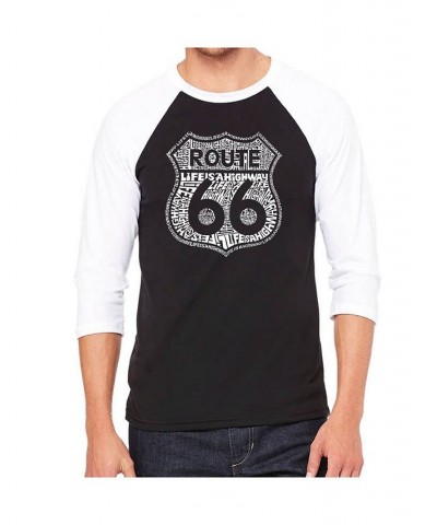 Men's Raglan Word Art T-shirt - Life is A Highway Black $25.64 T-Shirts