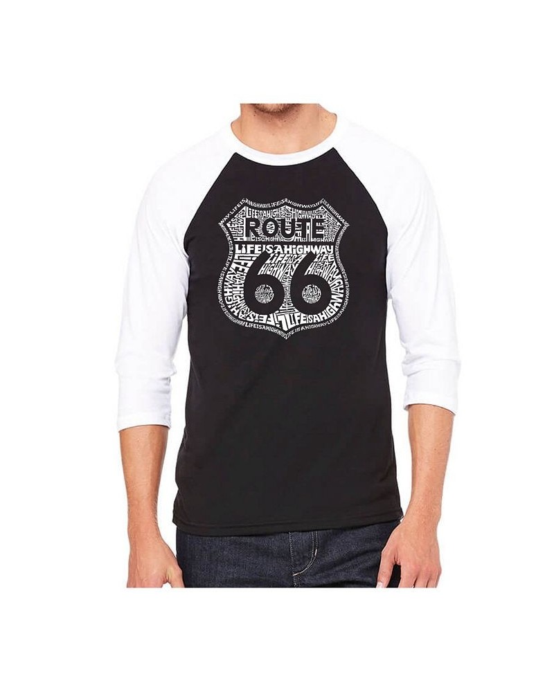 Men's Raglan Word Art T-shirt - Life is A Highway Black $25.64 T-Shirts