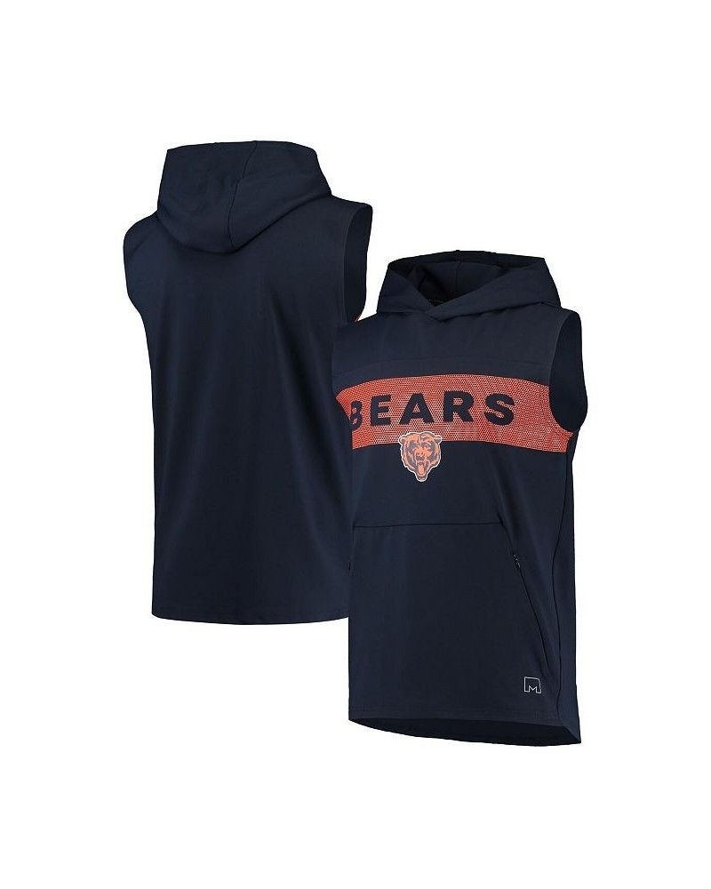 Men's Navy Chicago Bears Active Sleeveless Pullover Hoodie $32.25 T-Shirts