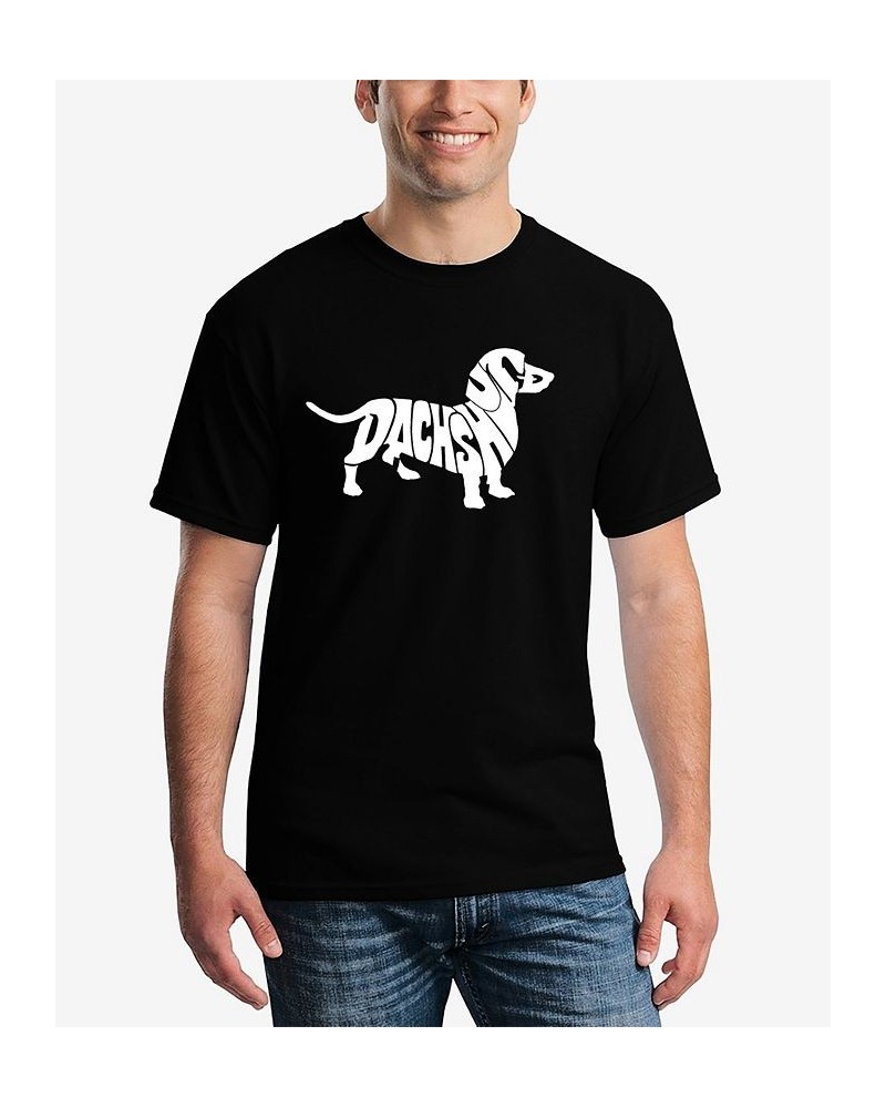 Men's Word Art Dachshund Short Sleeve T-shirt Black $16.10 T-Shirts