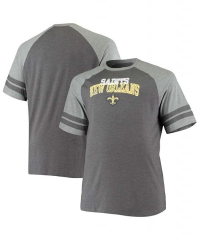 Men's Big and Tall Charcoal, Heathered Gray New Orleans Saints Two-Stripe Tri-Blend Raglan T-shirt $22.39 T-Shirts