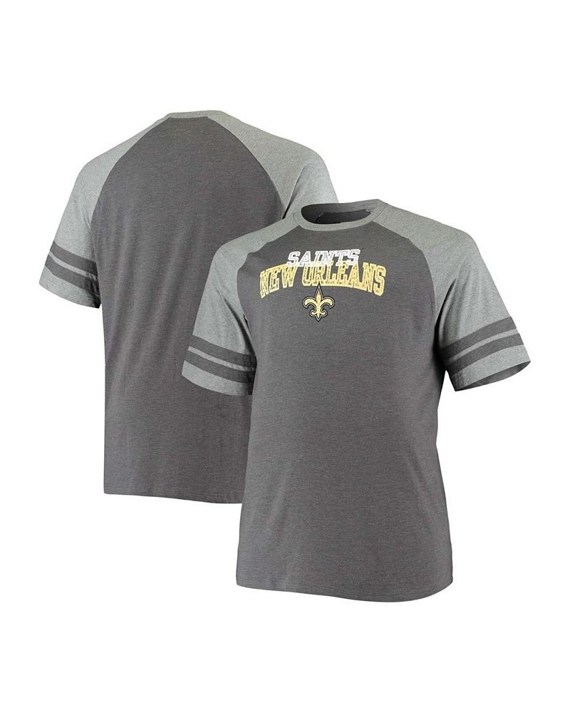 Men's Big and Tall Charcoal, Heathered Gray New Orleans Saints Two-Stripe Tri-Blend Raglan T-shirt $22.39 T-Shirts