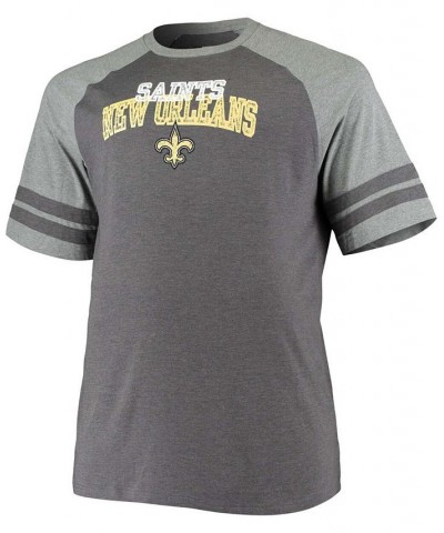 Men's Big and Tall Charcoal, Heathered Gray New Orleans Saints Two-Stripe Tri-Blend Raglan T-shirt $22.39 T-Shirts