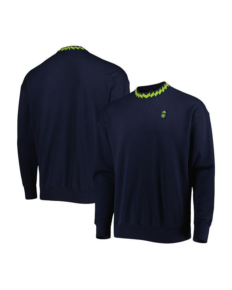 Men's Navy Manchester United Lifestyle Pullover Sweatshirt $42.11 Sweatshirt