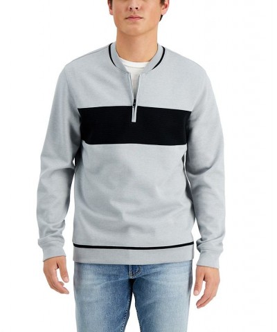 Men's Baseball Ottoman Quarter Zip Sweatshirt Gray $10.53 Sweatshirt