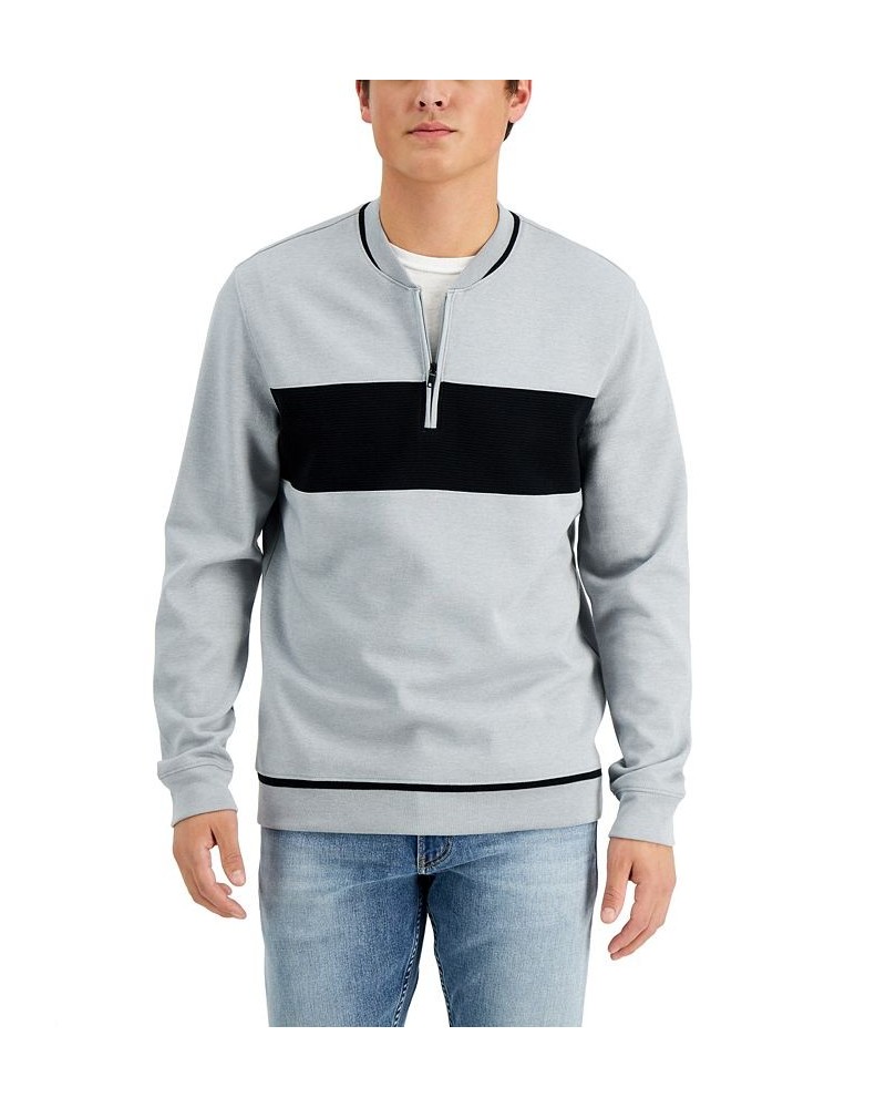 Men's Baseball Ottoman Quarter Zip Sweatshirt Gray $10.53 Sweatshirt