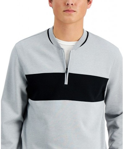 Men's Baseball Ottoman Quarter Zip Sweatshirt Gray $10.53 Sweatshirt