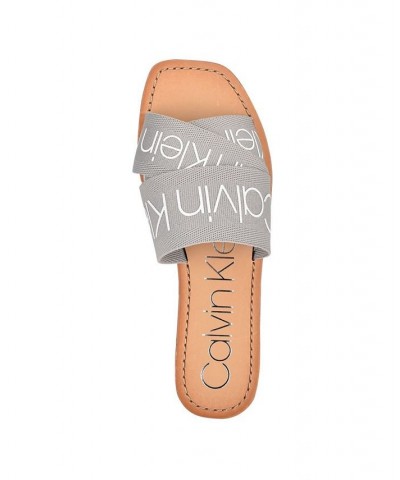 Women's Bainy Logo Flat Sandals Gray $40.05 Shoes