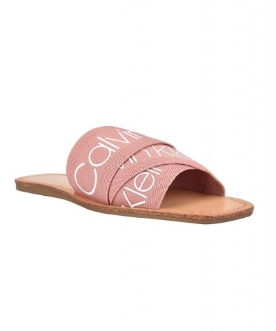 Women's Bainy Logo Flat Sandals Gray $40.05 Shoes