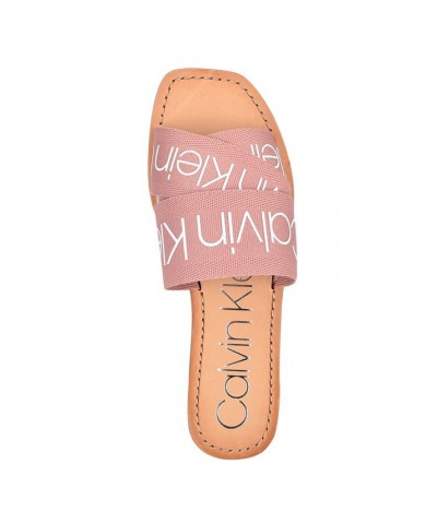 Women's Bainy Logo Flat Sandals Gray $40.05 Shoes