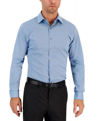 Men's Slim Fit 2-Way Stretch Stain Resistant Geometric Print Dress Shirt Blue $20.66 Dress Shirts