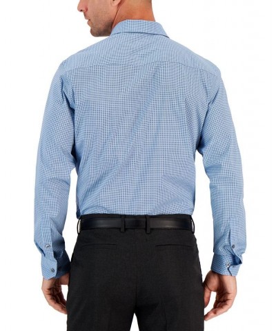 Men's Slim Fit 2-Way Stretch Stain Resistant Geometric Print Dress Shirt Blue $20.66 Dress Shirts