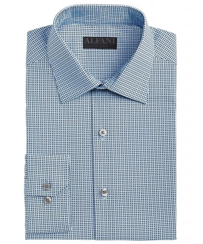 Men's Slim Fit 2-Way Stretch Stain Resistant Geometric Print Dress Shirt Blue $20.66 Dress Shirts