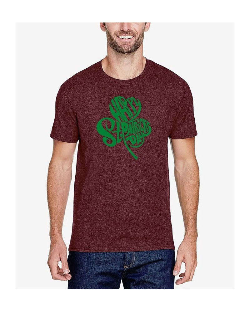 Men's Premium Blend St. Patrick's Day Shamrock Word Art Graphic T-shirt Red $22.05 T-Shirts