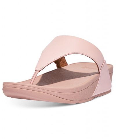 Lulu Leather Toepost Flip-Flop Sandals Pink $52.25 Shoes