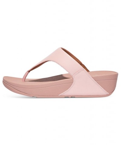 Lulu Leather Toepost Flip-Flop Sandals Pink $52.25 Shoes