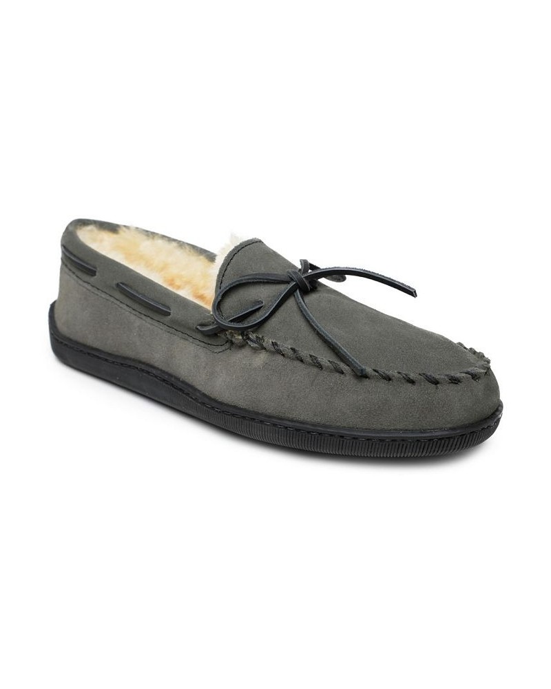 Men's Sheepskin Hardsole Moccasin Slippers Gray $39.88 Shoes