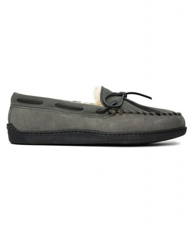 Men's Sheepskin Hardsole Moccasin Slippers Gray $39.88 Shoes