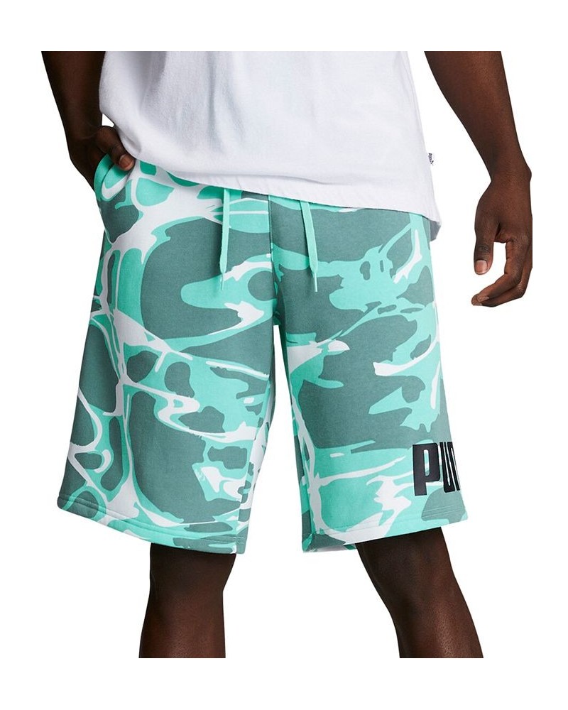 Men's Splash Regular-Fit Abstract-Print 10" Fleece Shorts Green $24.00 Shorts