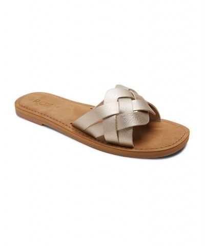 Women's Edessa Slide Sandals Tan/Beige $15.99 Shoes