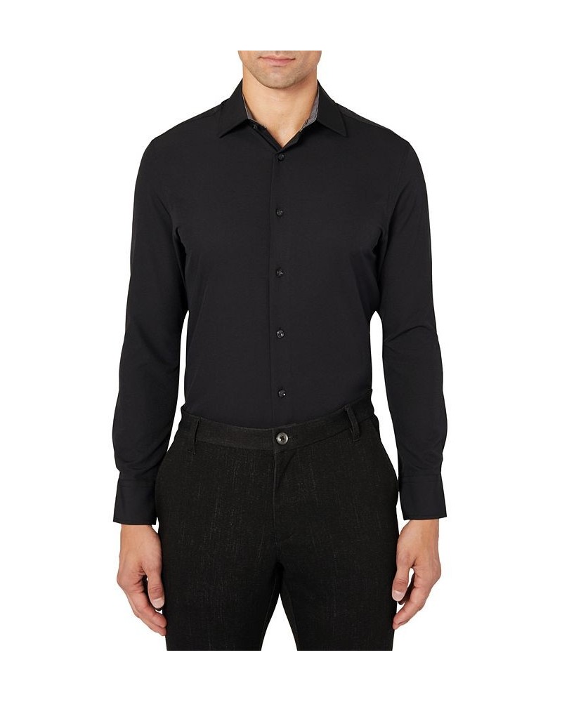 Men's Slim-Fit Solid Performance Stretch Cooling Comfort Dress Shirt Black $25.96 Dress Shirts