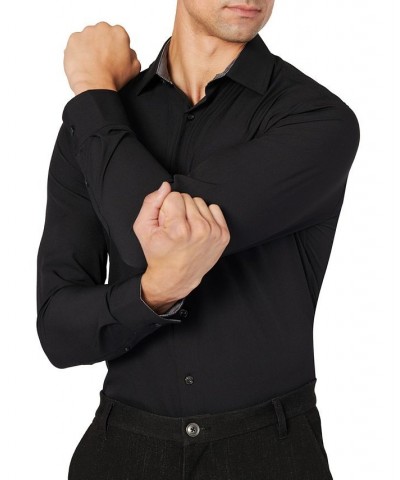 Men's Slim-Fit Solid Performance Stretch Cooling Comfort Dress Shirt Black $25.96 Dress Shirts