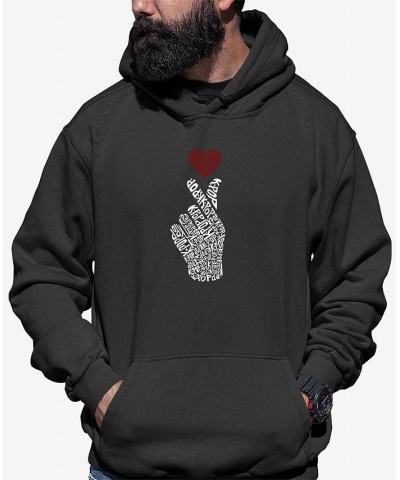 Men's K-Pop Word Art Hooded Sweatshirt Gray $30.59 Sweatshirt