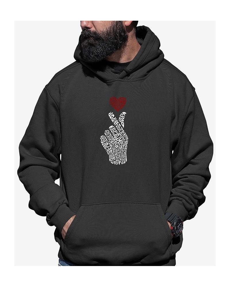 Men's K-Pop Word Art Hooded Sweatshirt Gray $30.59 Sweatshirt