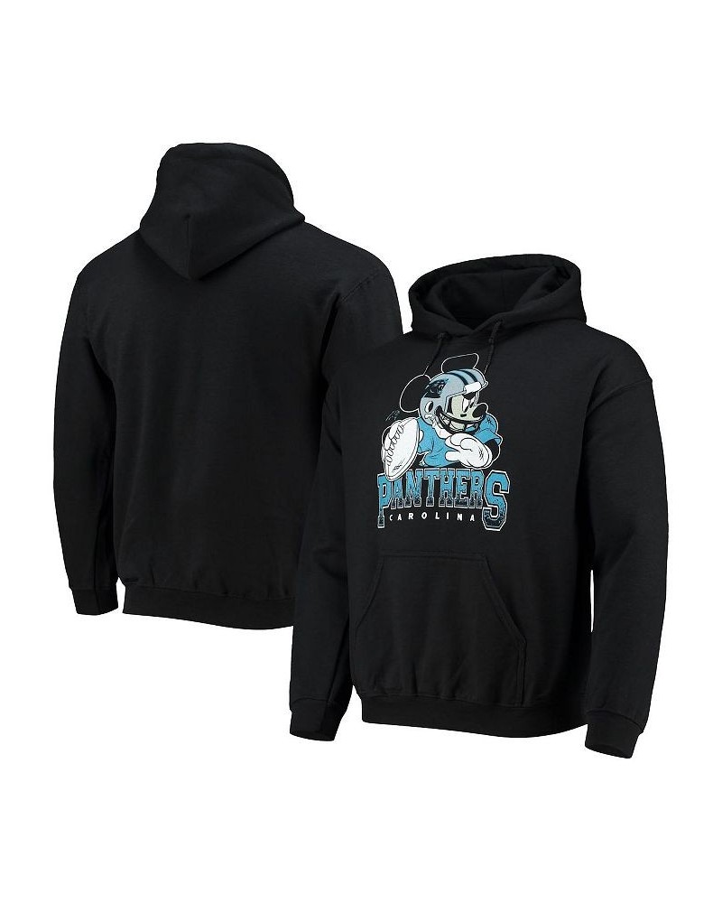 Men's Black Carolina Panthers Disney Mickey Quarterback Pullover Hoodie $39.74 Sweatshirt